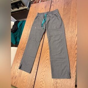 Figs Gray Joggers with Teal Drawstring